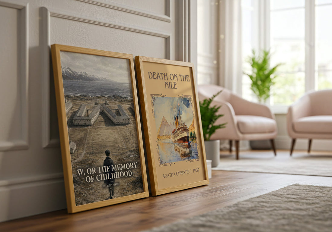 W, or the Memory of Childhood watercolour print framed by window – literary home decor