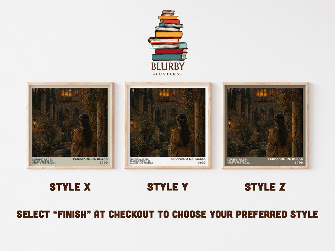 Celestina Or The Tragic-Comedy Of Calisto And Melibea literary print in frame leaning in hallway – classic literature wall (mockup)