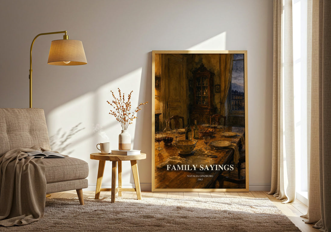 Family Sayings watercolour print in frame leaning in hallway – memoir wall art
