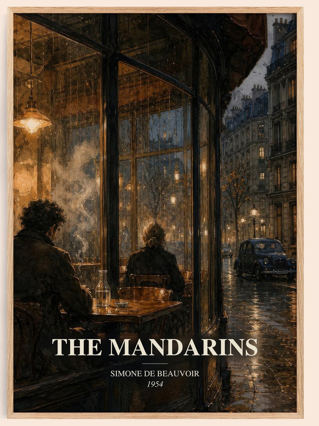 The Mandarins watercolour book poster by Simone de Beauvoir – framed literary art print