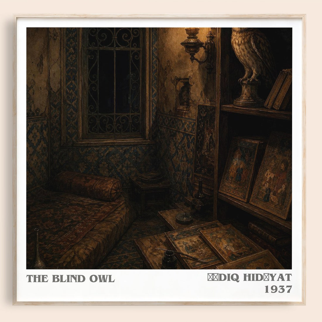 The Blind Owl literary book poster by Ṣādiq Hidāyat – framed literary art print