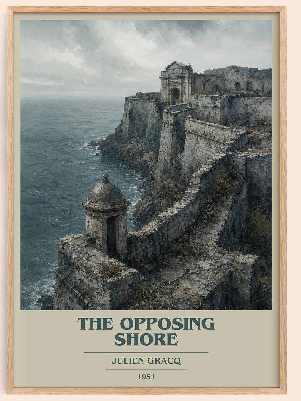 The Opposing Shore book cover book poster by Julien Gracq – framed literary art print