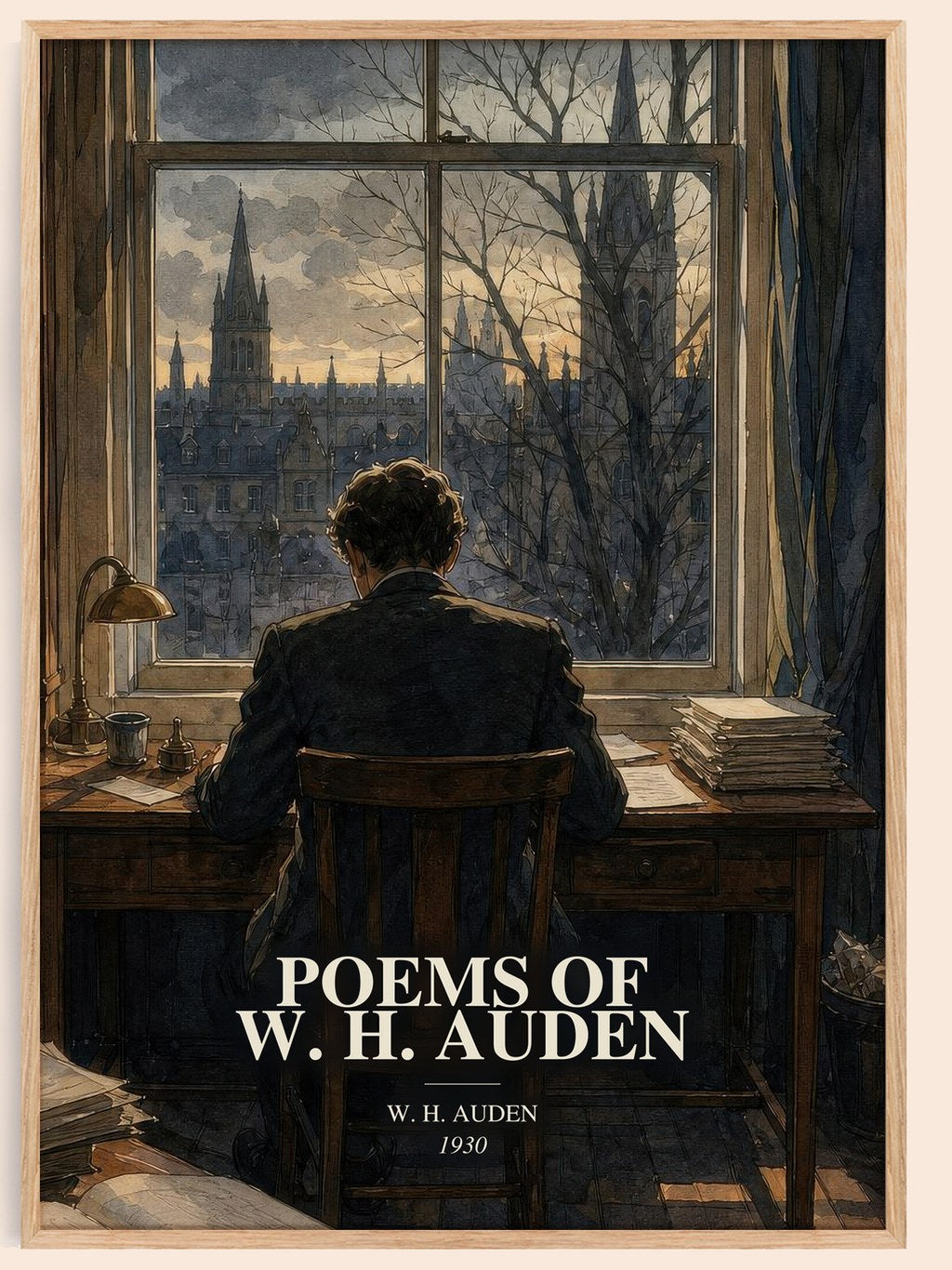 Poems of W. H. Auden watercolour book poster by W. H. Auden – framed literary art print