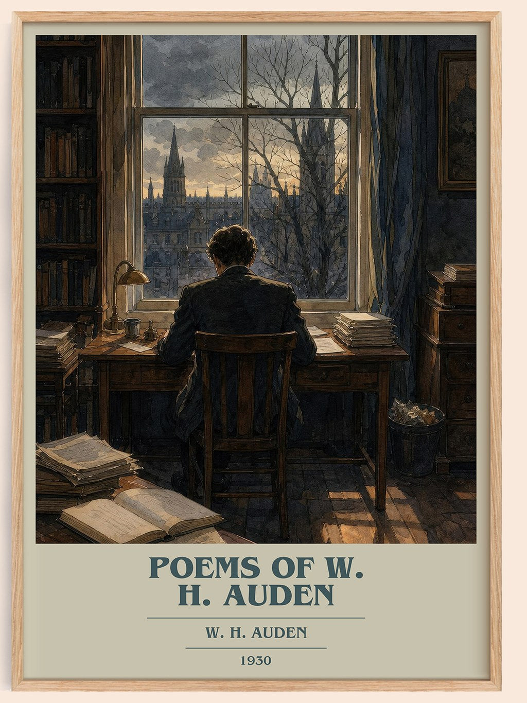 Poems of W. H. Auden book cover book poster by W. H. Auden – framed literary art print