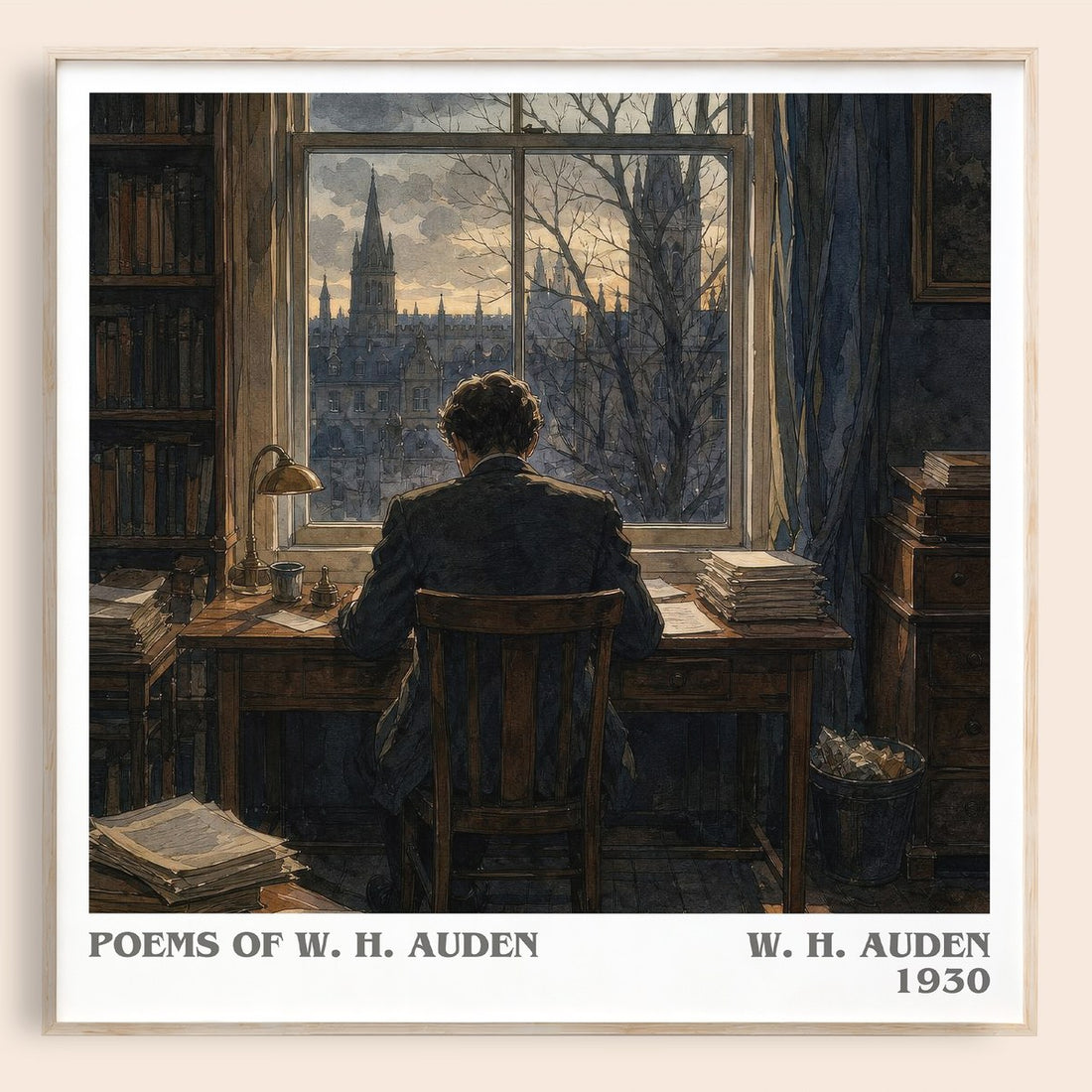 Poems of W. H. Auden literary book poster by W. H. Auden – framed literary art print
