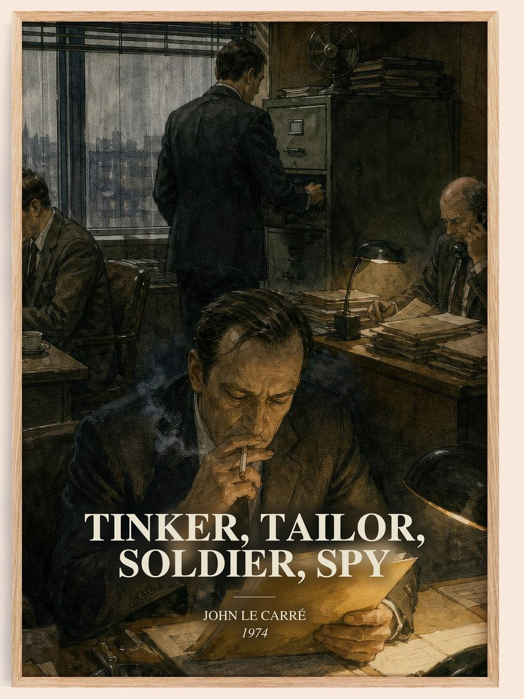 Tinker, Tailor, Soldier, Spy watercolour book poster by John le Carré – framed literary art print