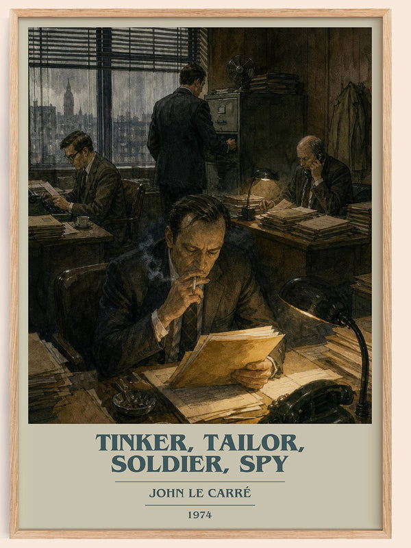 Tinker, Tailor, Soldier, Spy book cover book poster by John le Carré – framed literary art print