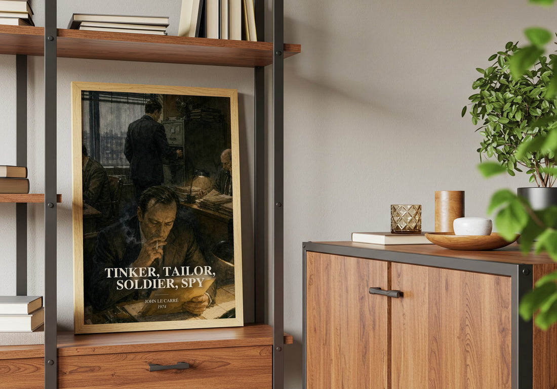 Tinker, Tailor, Soldier, Spy book watercolour illustration paper finish options – matte satin gloss