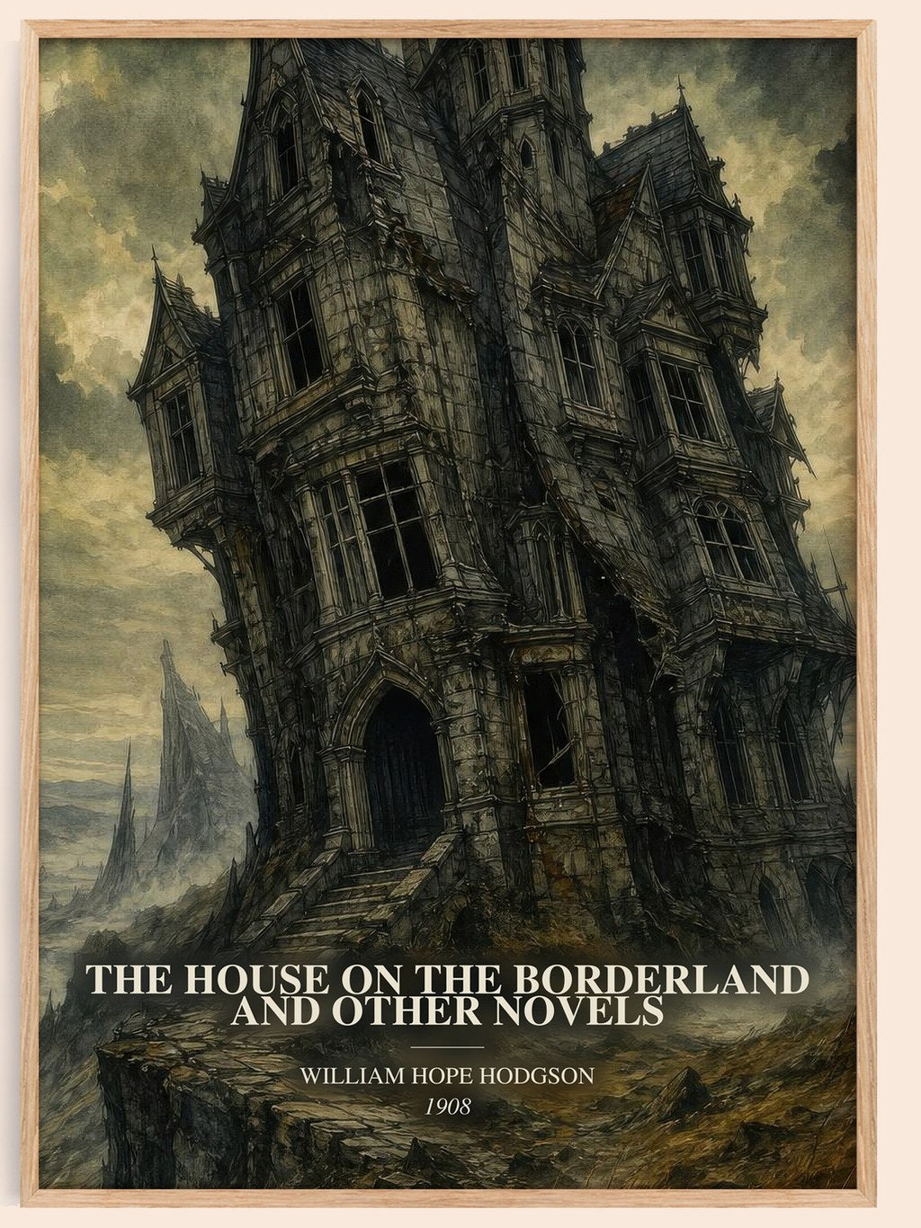 The House On The Borderland And Other Novels watercolour book poster by William Hope Hodgson – framed literary art print