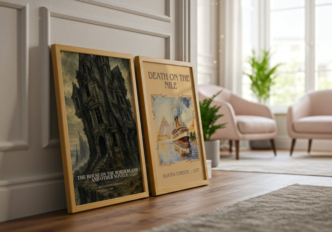 The House On The Borderland And Other Novels watercolour print framed by window – literary home decor