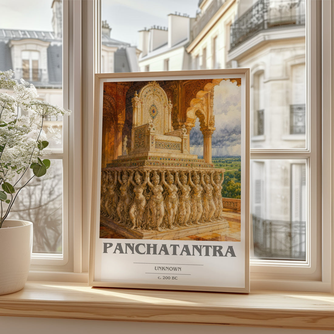 Panchatantra book cover print in frame leaning in hallway – childrens wall art