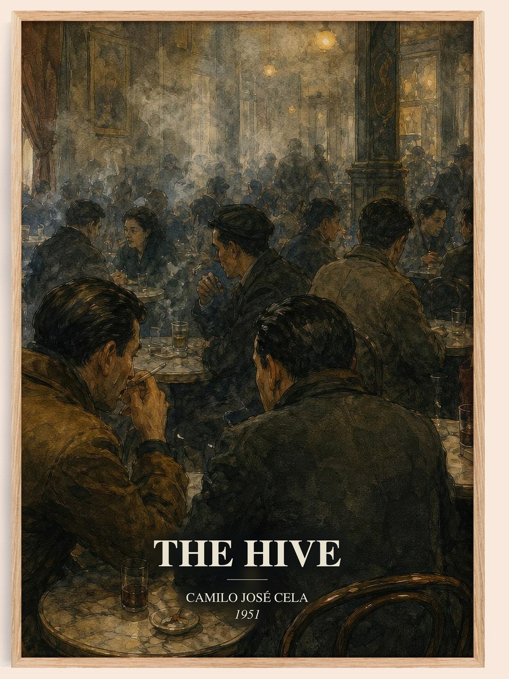 The Hive watercolour book poster by Camilo José Cela – framed literary art print