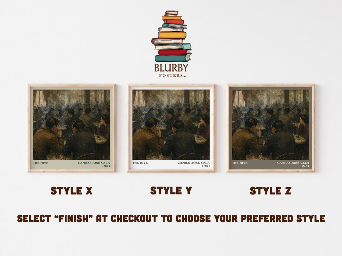 The Hive literary print in frame leaning in hallway – literary fiction wall art (mockup)