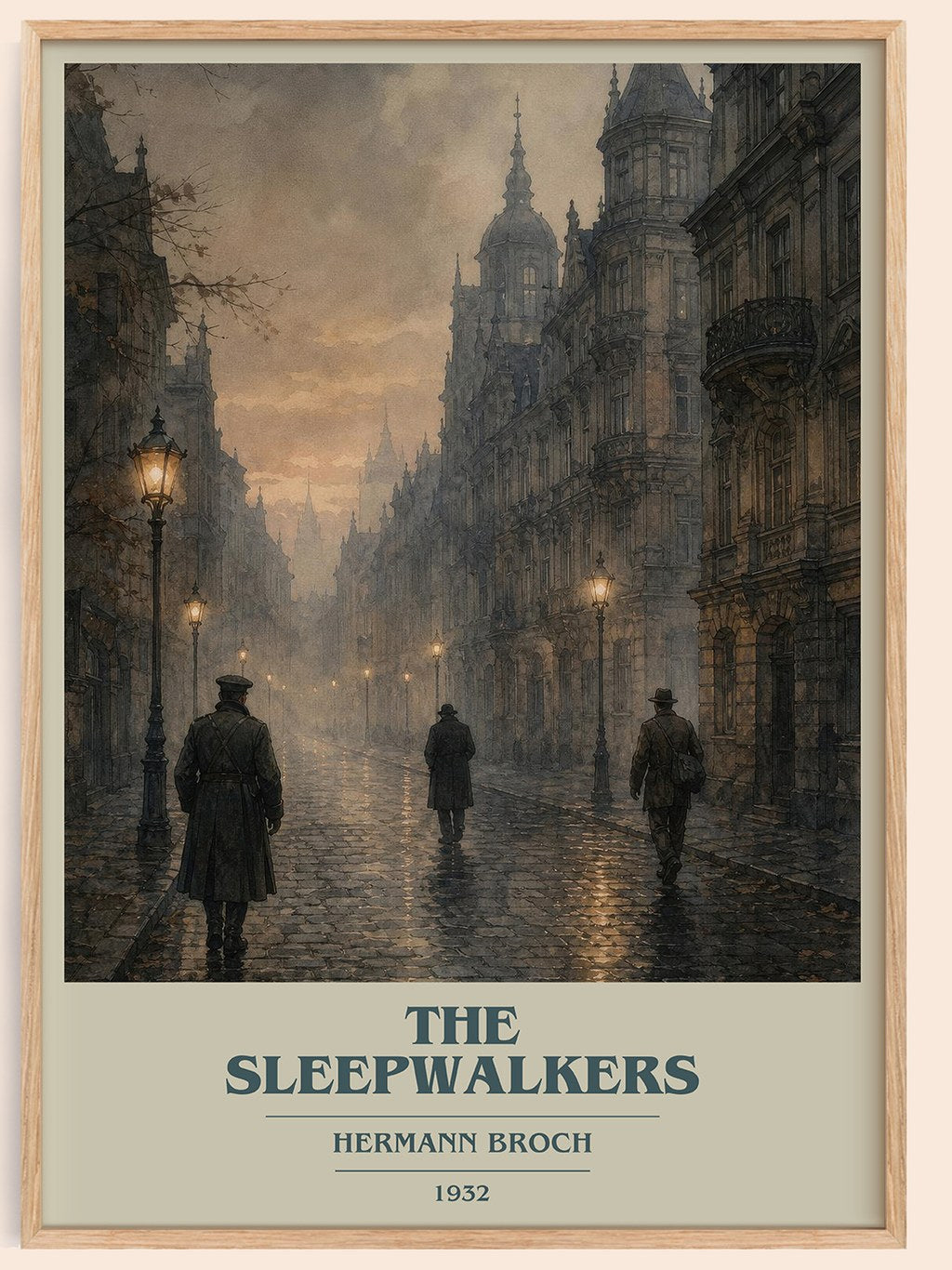 The Sleepwalkers book cover book poster by Hermann Broch – framed literary art print
