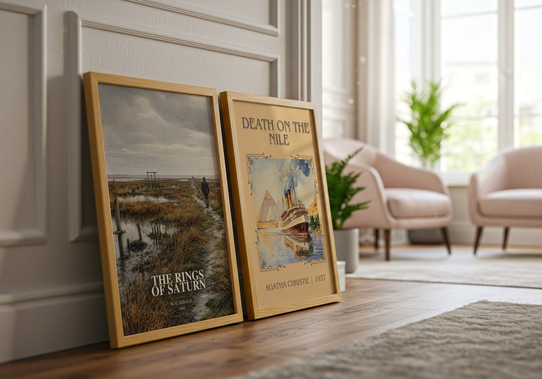 The Rings of Saturn watercolour print framed by window – literary home decor