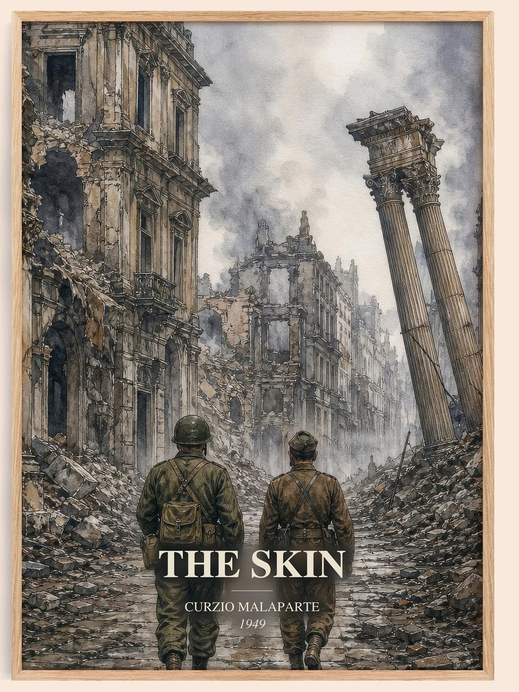 The Skin watercolour book poster by Curzio Malaparte – framed literary art print