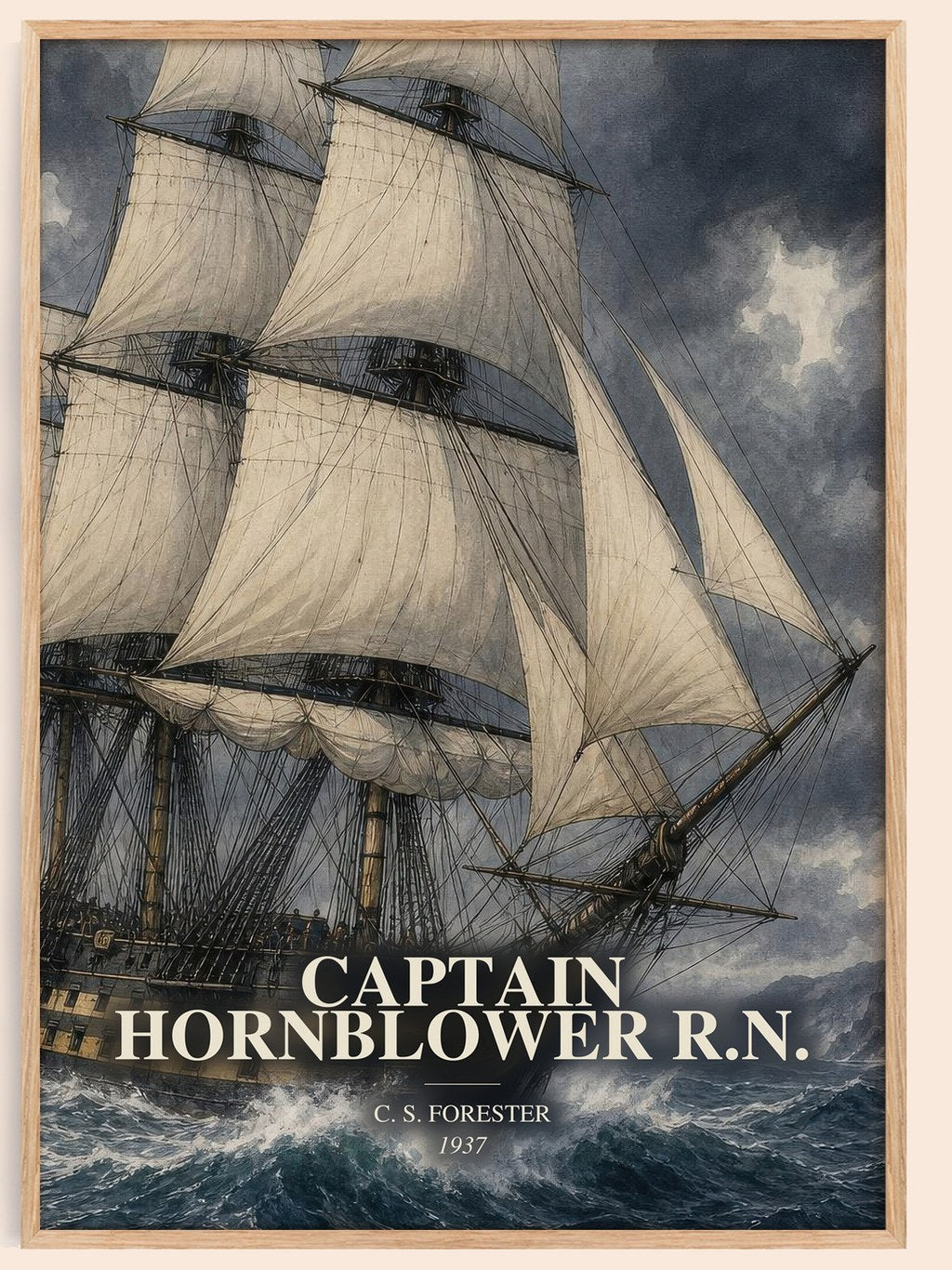 Captain Hornblower R.N. watercolour book poster by C. S. Forester – framed literary art print