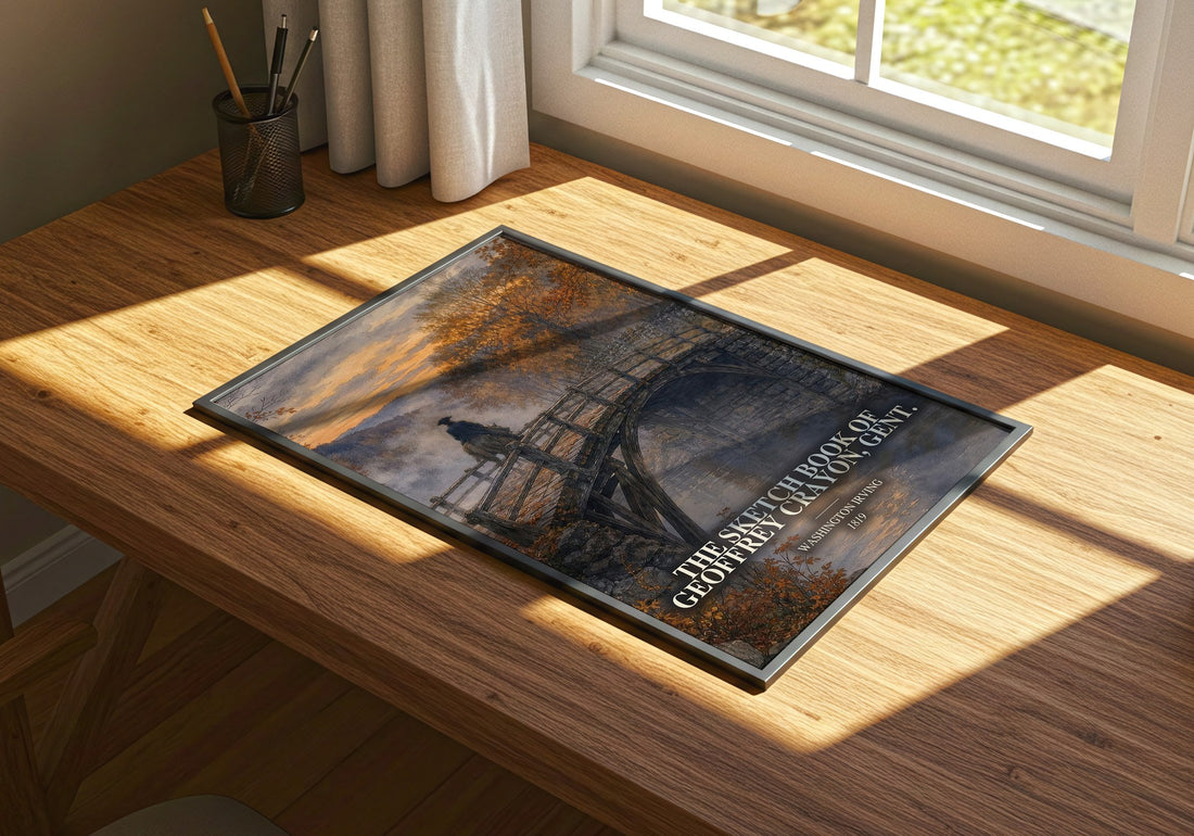 The Sketch Book Of Geoffrey Crayon, Gent. watercolour book poster framed on wall – classic literature wall art