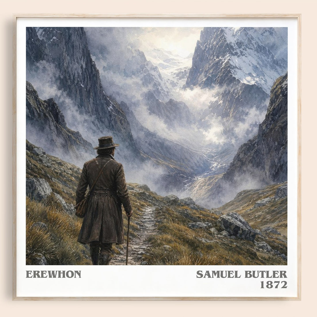 Erewhon literary book poster by Samuel Butler – framed literary art print