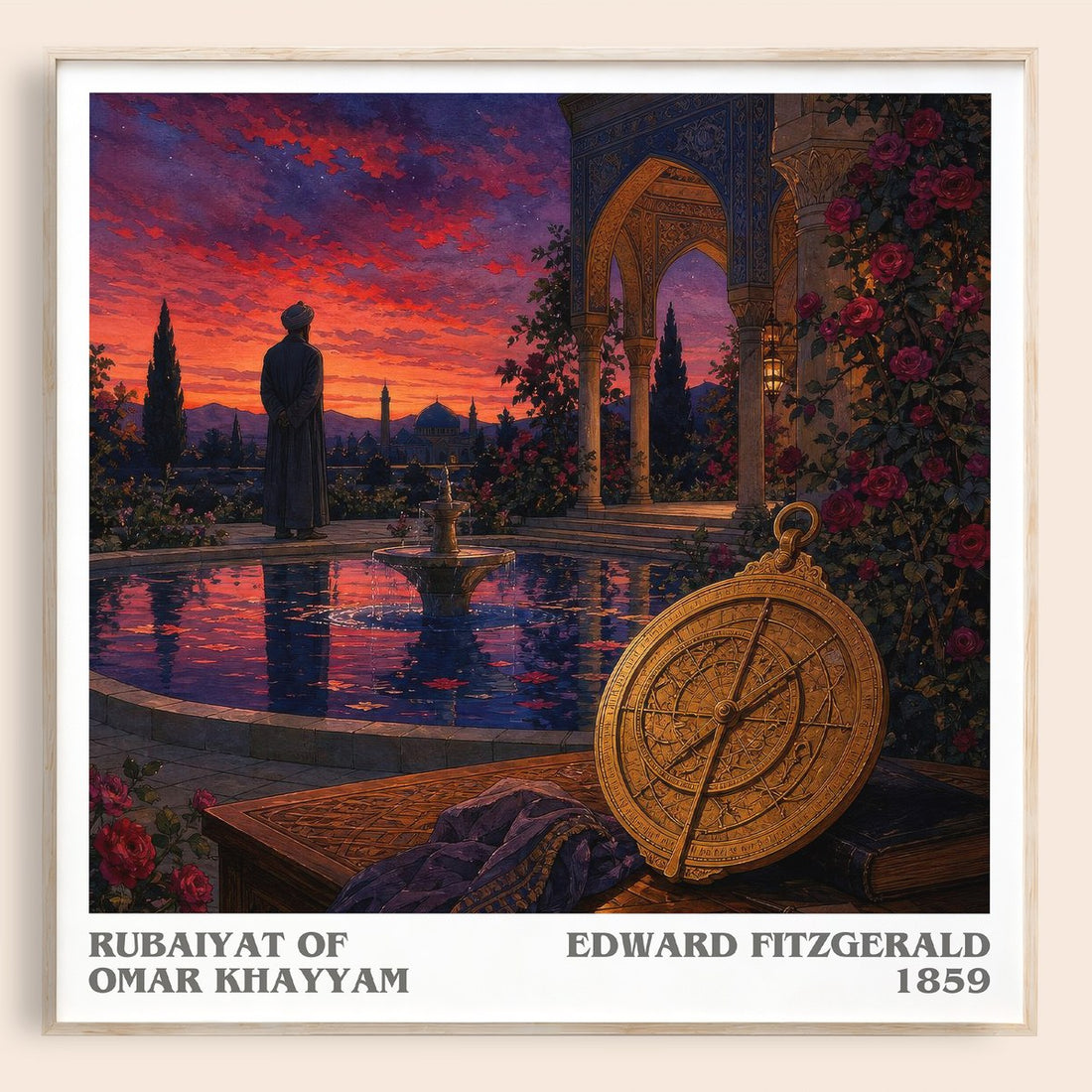 Rubaiyat of Omar Khayyam literary book poster by Edward FitzGerald – framed literary art print