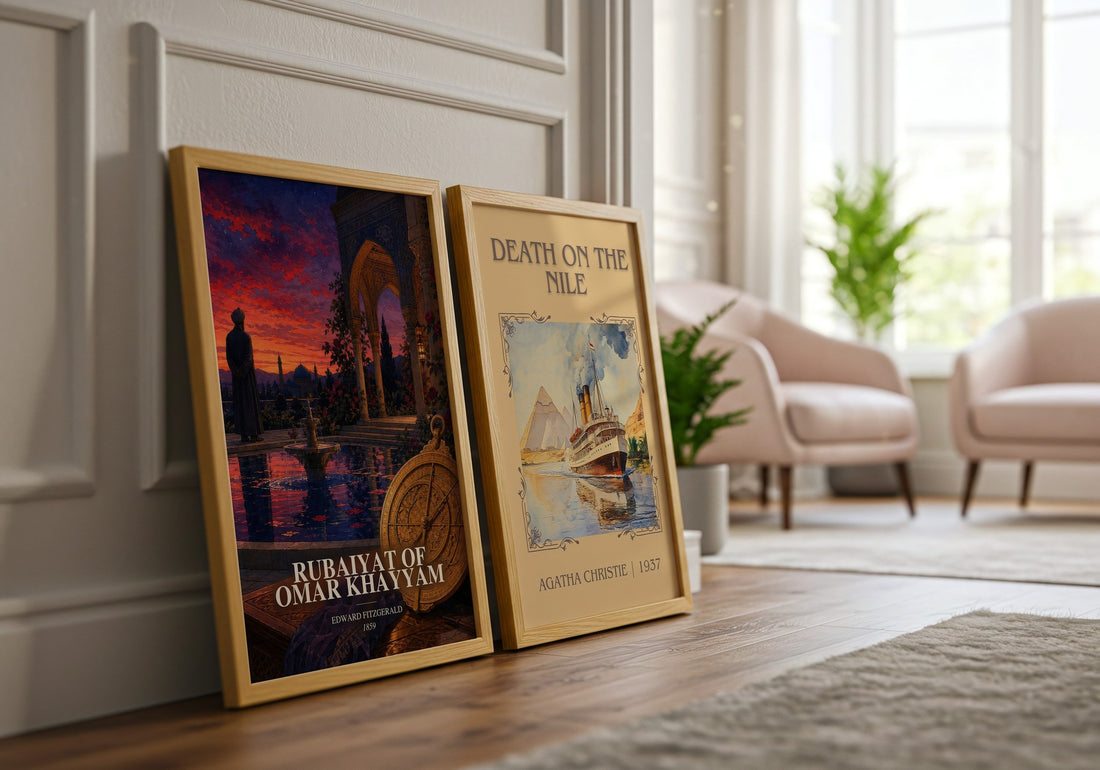 Rubaiyat of Omar Khayyam watercolour print framed by window – literary home decor