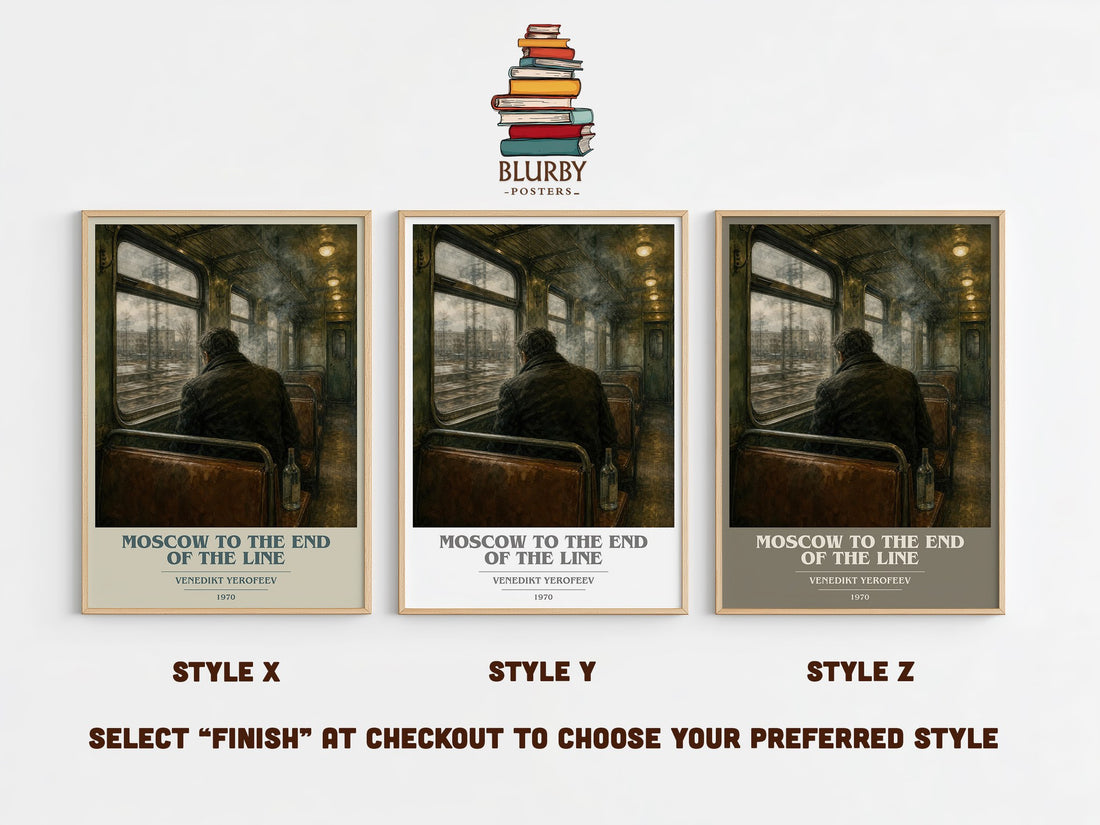 Moscow to the End of the Line book cover print in frame leaning in hallway – literary fiction wall art