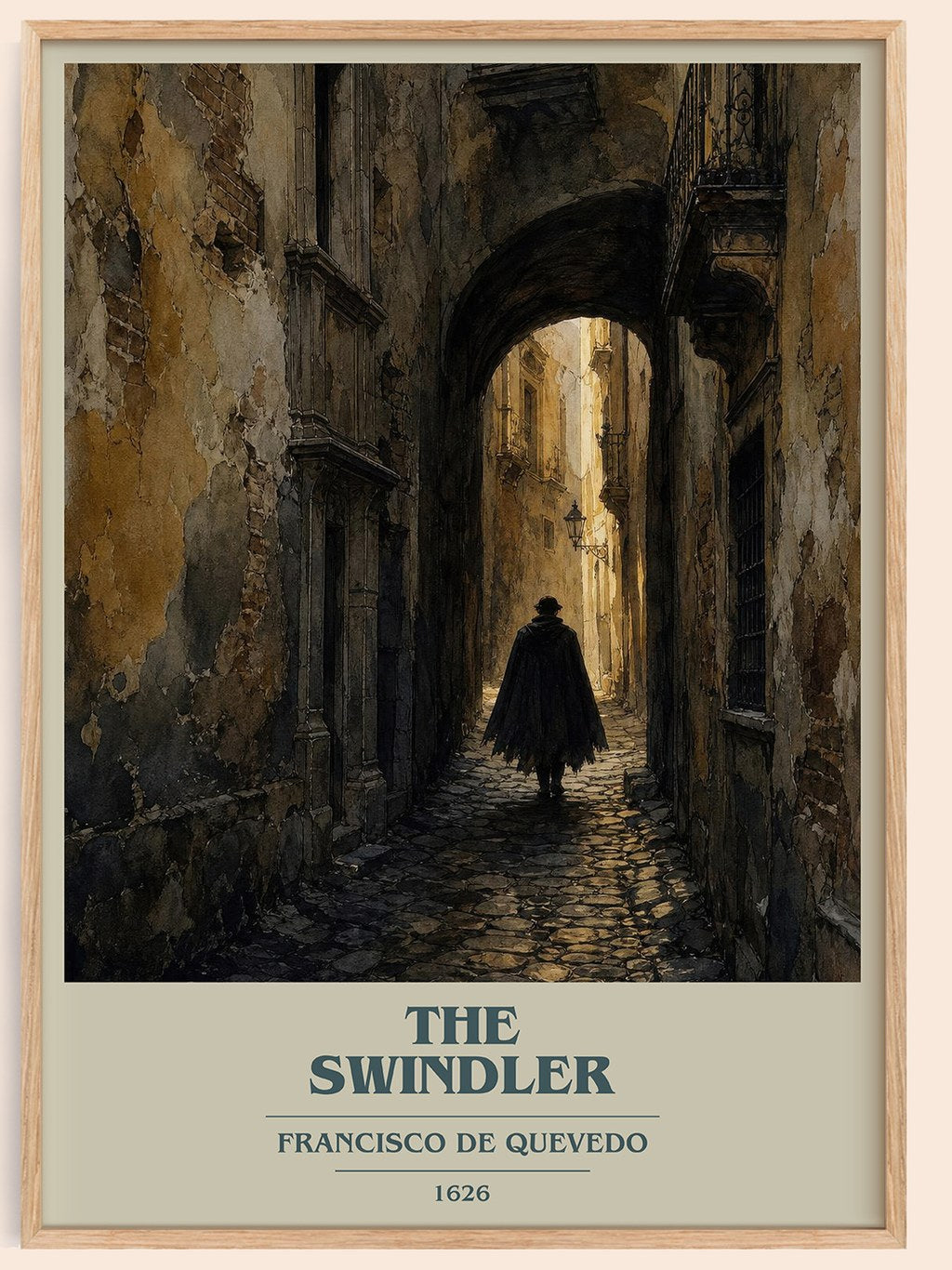 The Swindler book cover book poster by Francisco de Quevedo – framed literary art print