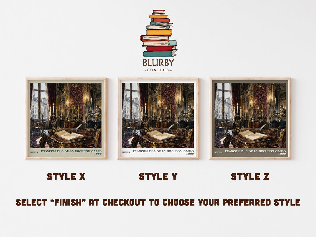 Maxims literary print in frame leaning in hallway – philosophy wall art (mockup)