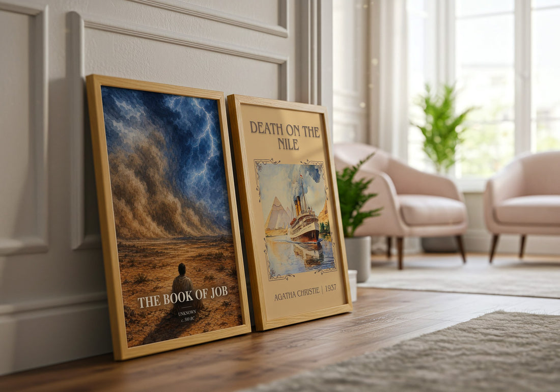 The Book of Job watercolour print framed by window – literary home decor