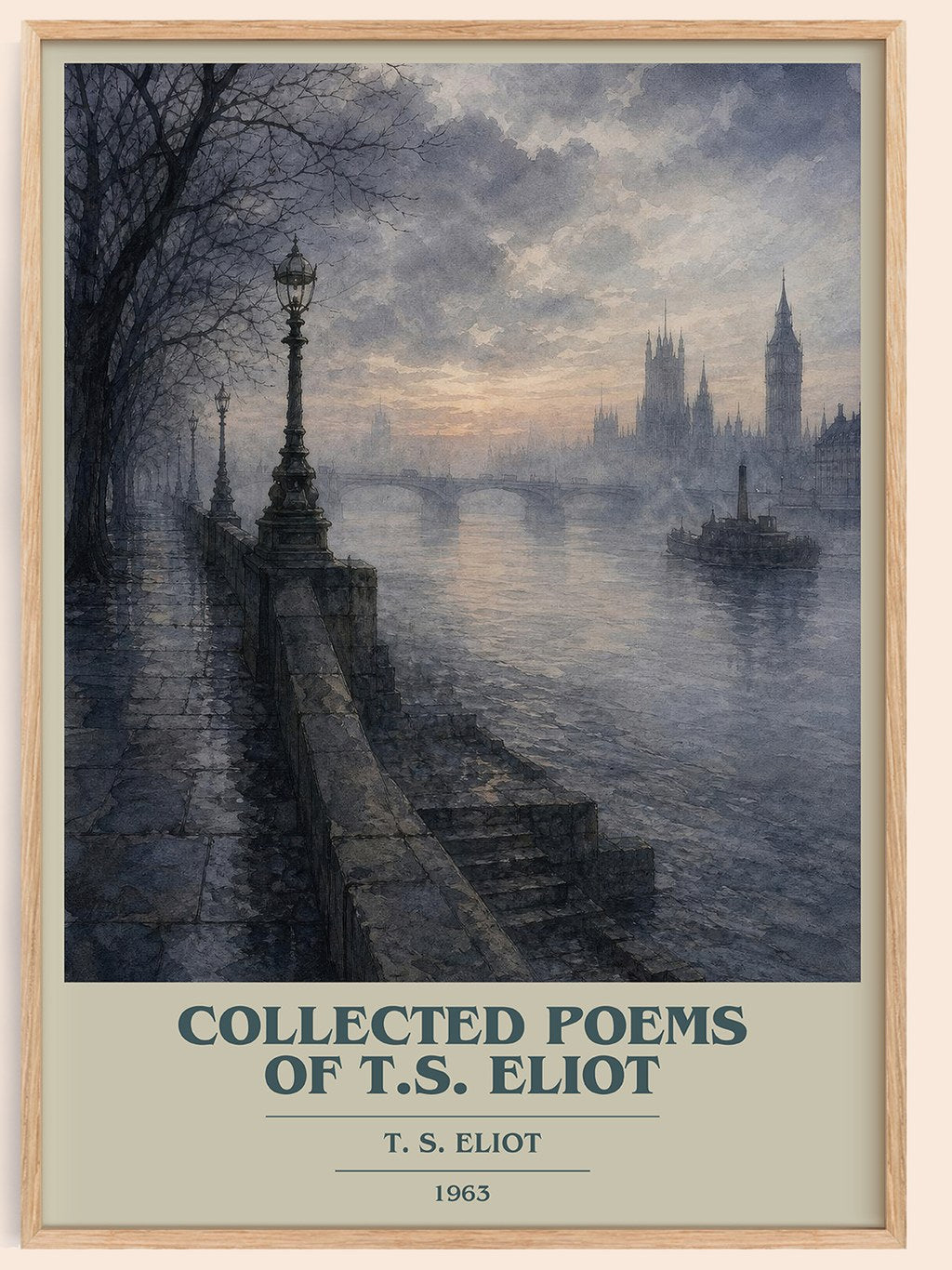 Collected Poems of T.S. Eliot book cover book poster by T. S. Eliot – framed literary art print