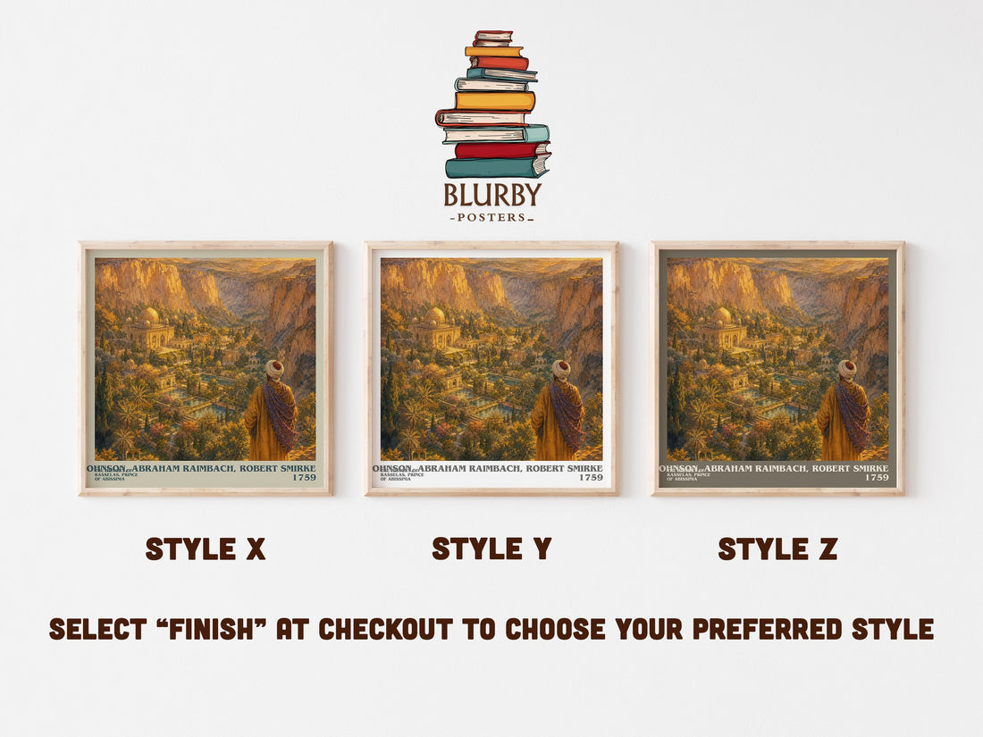 The History of Rasselas, Prince of Abissinia literary print in frame leaning in hallway – philosophy wall art (mockup)