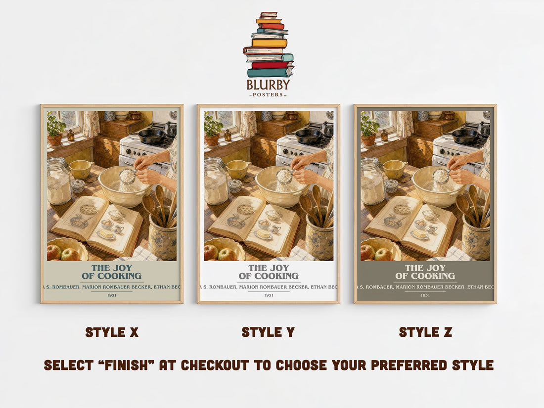 The Joy of Cooking book cover print in frame leaning in hallway – __new__:cookbook wall art