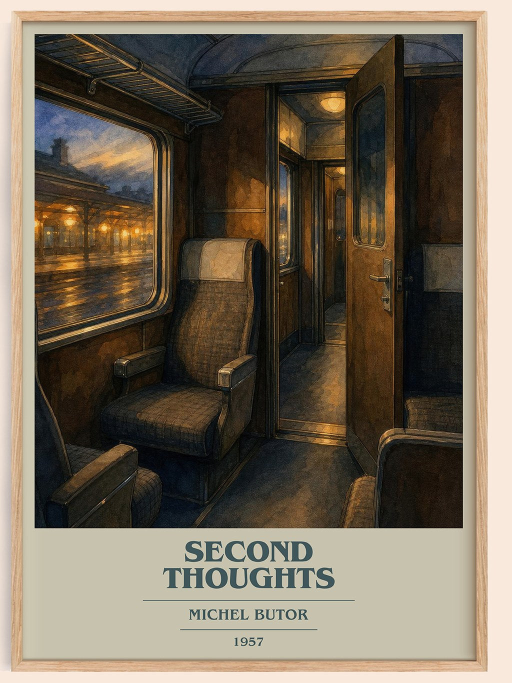 Second Thoughts book cover book poster by Michel Butor – framed literary art print