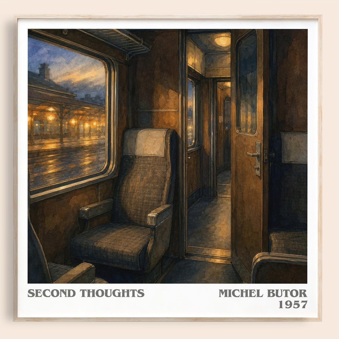 Second Thoughts literary book poster by Michel Butor – framed literary art print