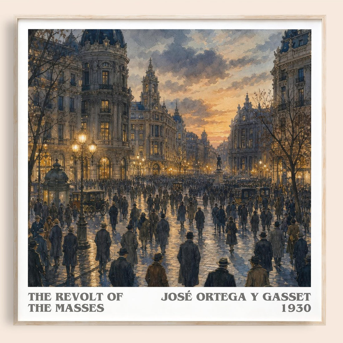 The Revolt of the Masses literary book poster by José Ortega y Gasset – framed literary art print