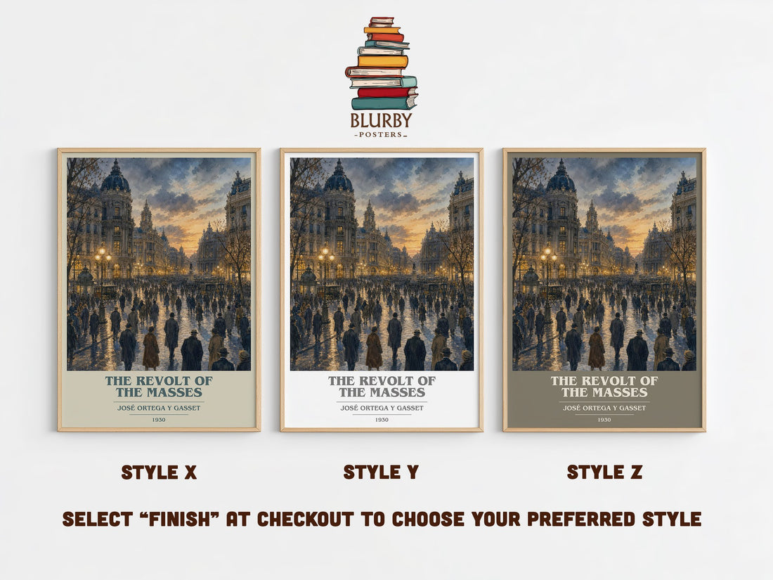 The Revolt of the Masses book cover print in frame leaning in hallway – philosophy wall art