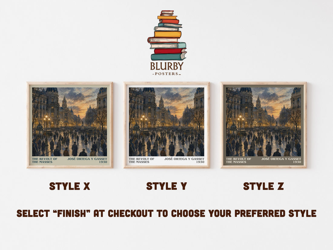 The Revolt of the Masses literary print in frame leaning in hallway – philosophy wall art (mockup)