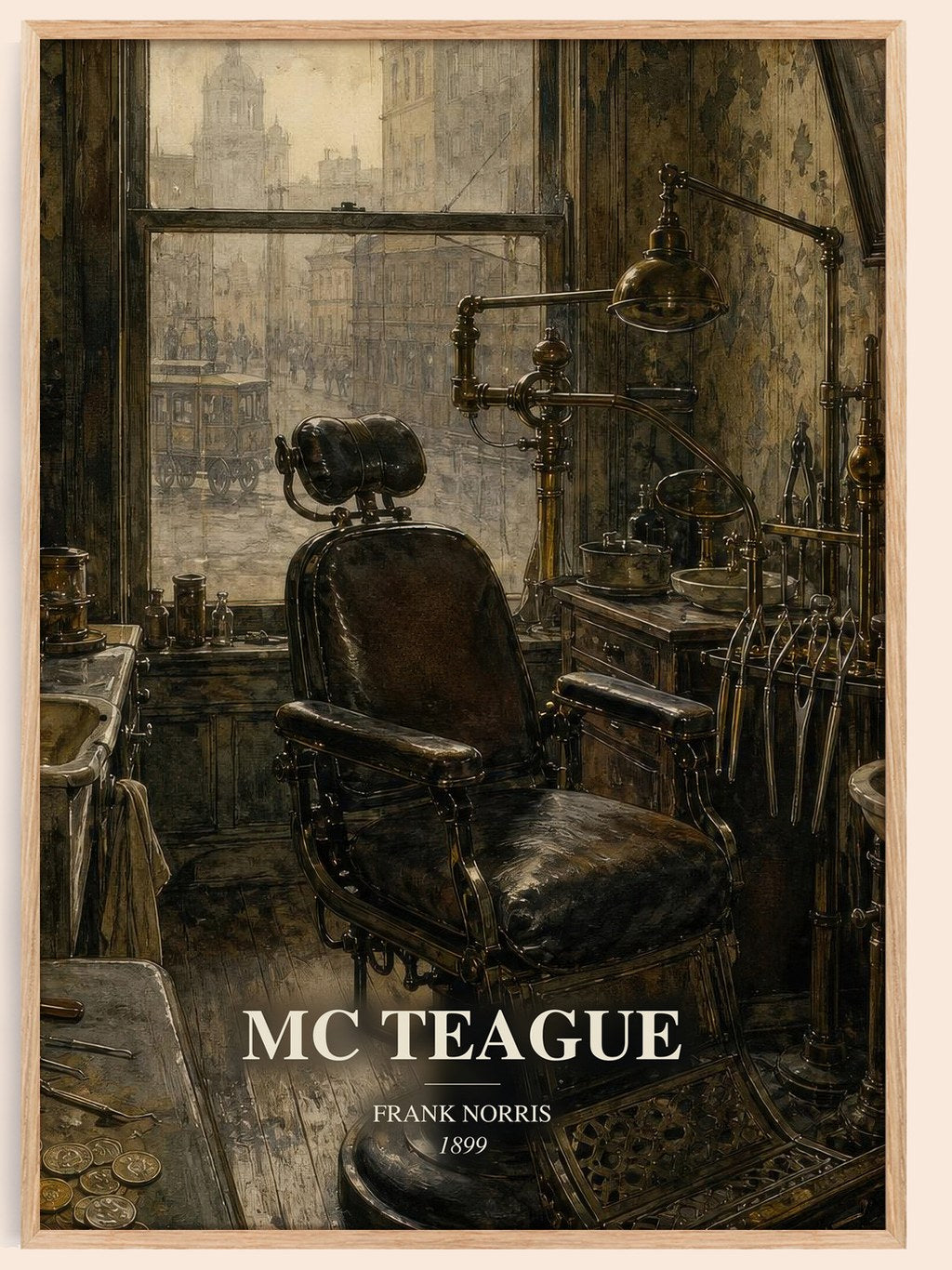 Mc Teague watercolour book poster by Frank Norris – framed literary art print