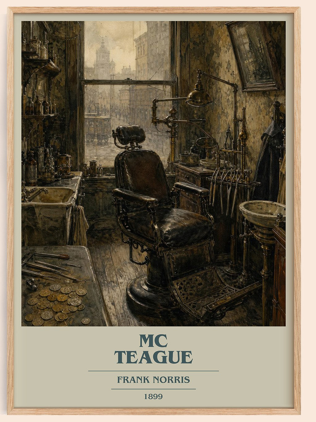 Mc Teague book cover book poster by Frank Norris – framed literary art print