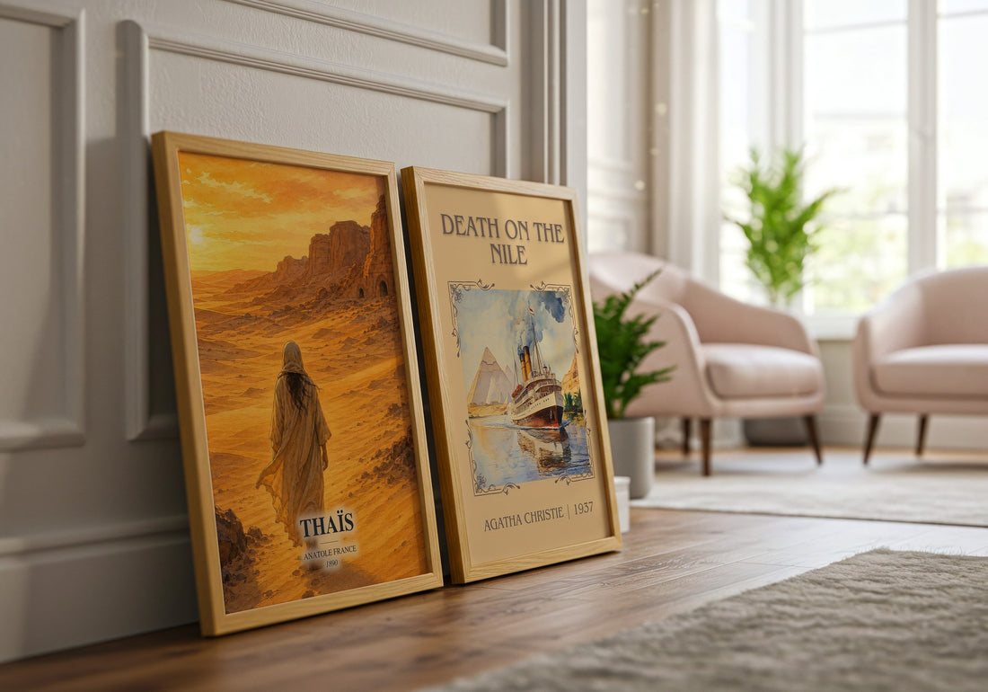 Thaïs watercolour print framed by window – literary home decor