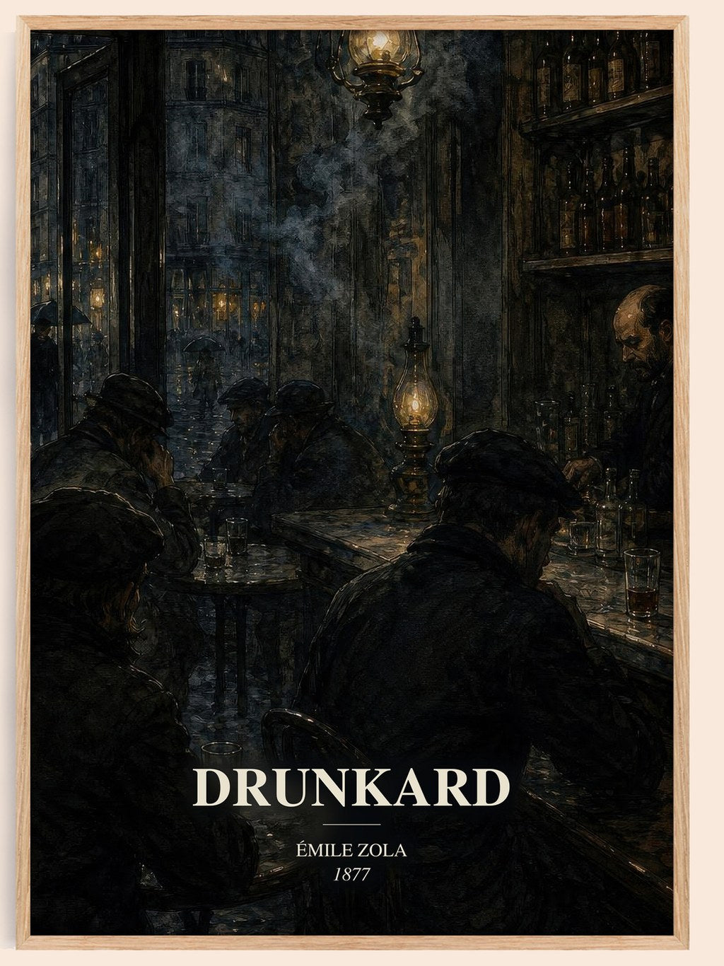 Drunkard watercolour book poster by Émile Zola – framed literary art print