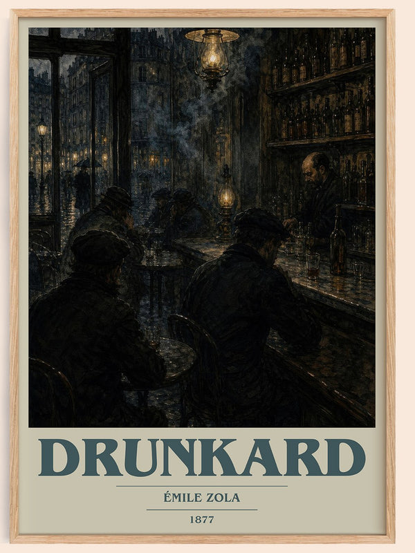 Drunkard book cover book poster by Émile Zola – framed literary art print
