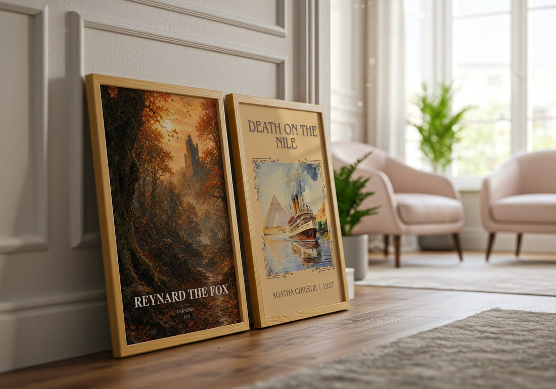 Reynard the Fox watercolour print framed by window – literary home decor