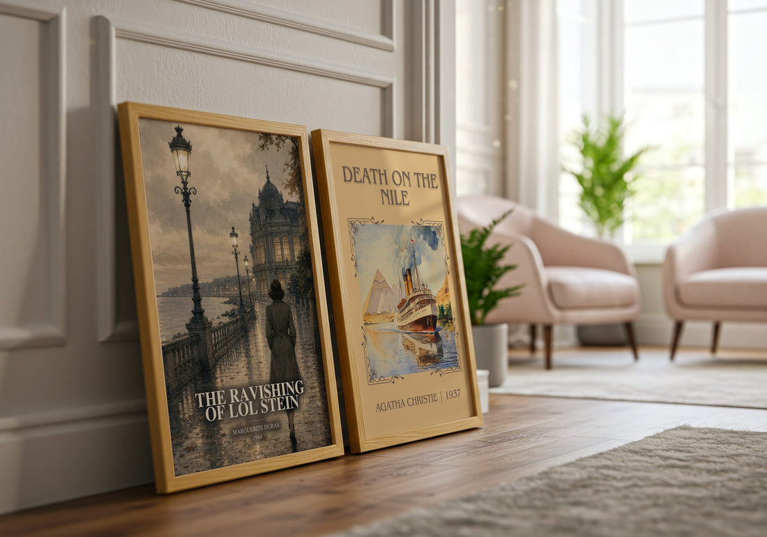 The Ravishing of Lol Stein watercolour print framed by window – literary home decor