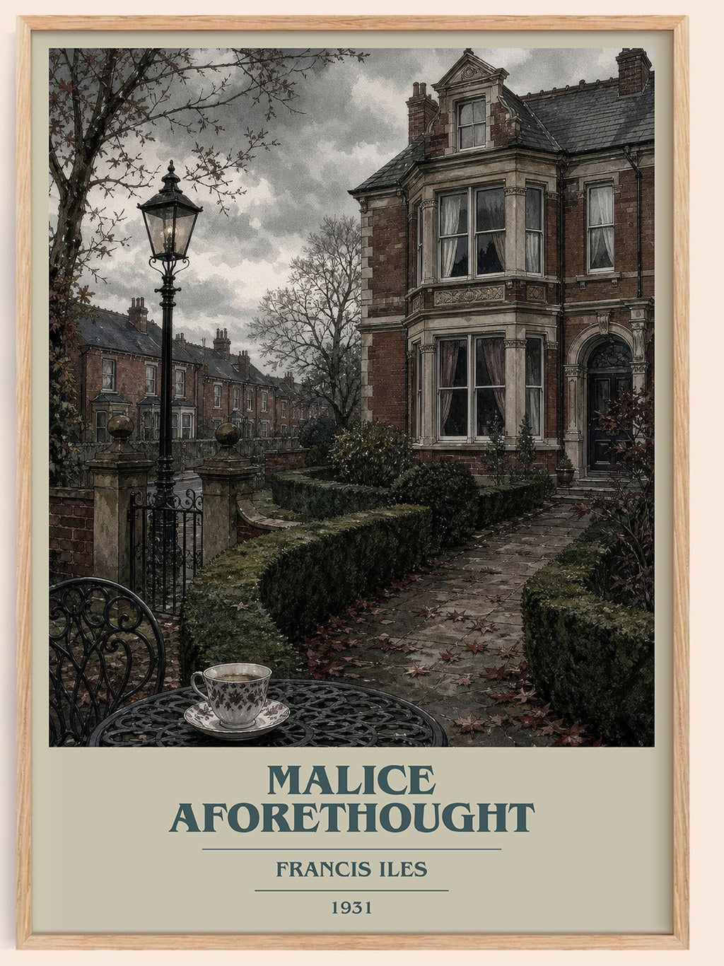 Malice Aforethought book cover book poster by Francis Iles – framed literary art print