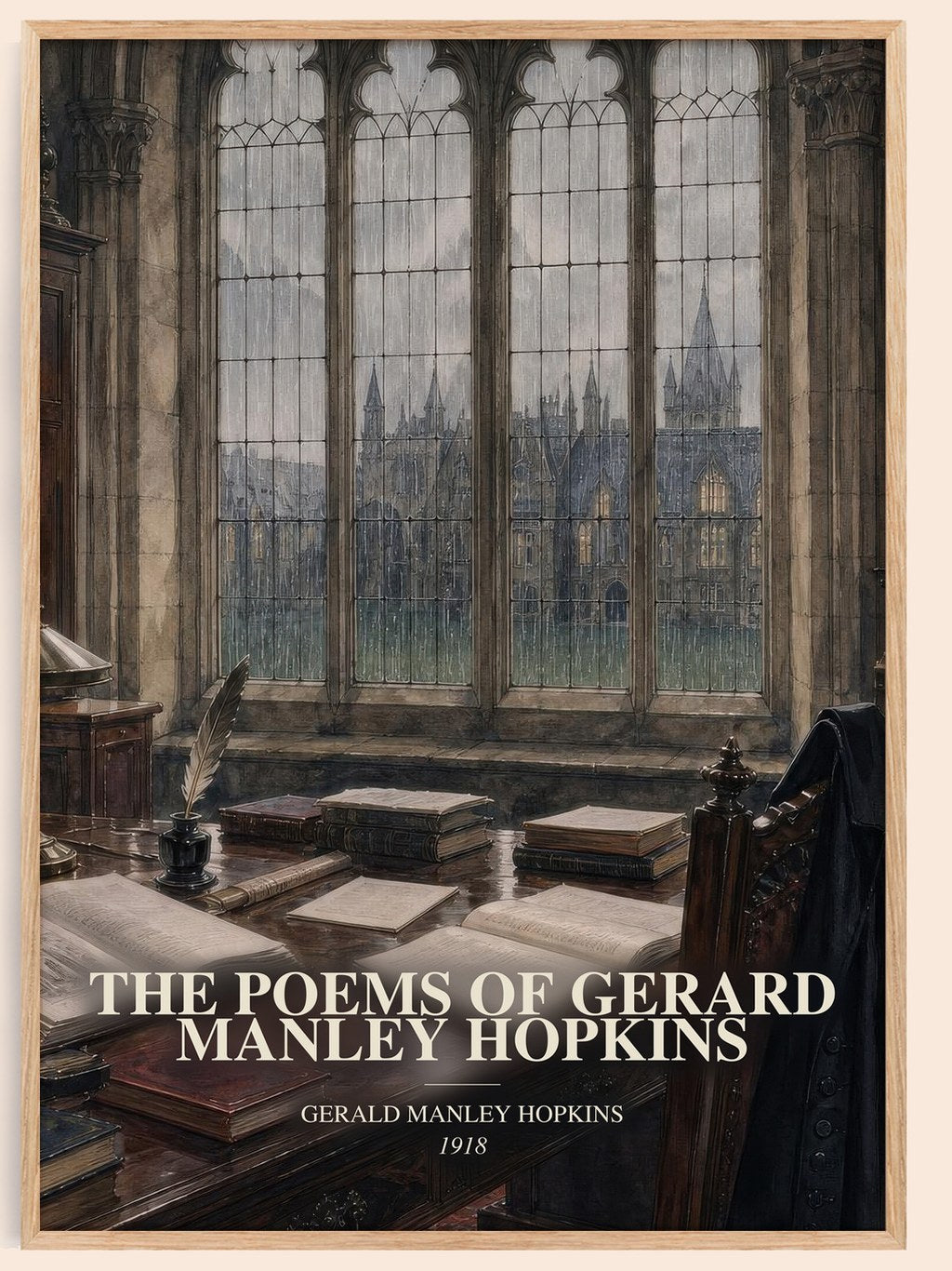 The Poems Of Gerard Manley Hopkins watercolour book poster by Gerald Manley Hopkins – framed literary art print