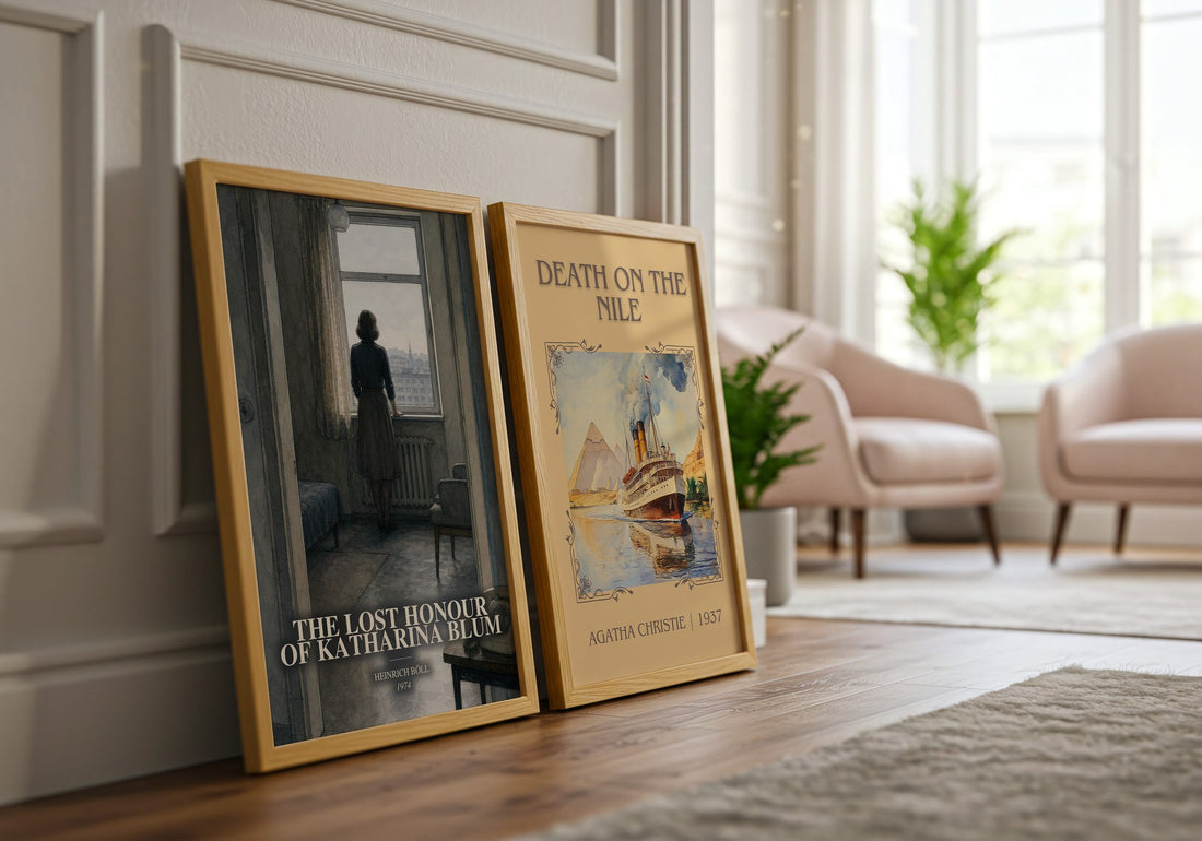 The Lost Honour of Katharina Blum watercolour print framed by window – literary home decor