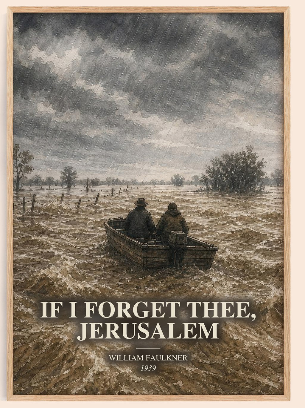 If I Forget Thee, Jerusalem watercolour book poster by William Faulkner – framed literary art print