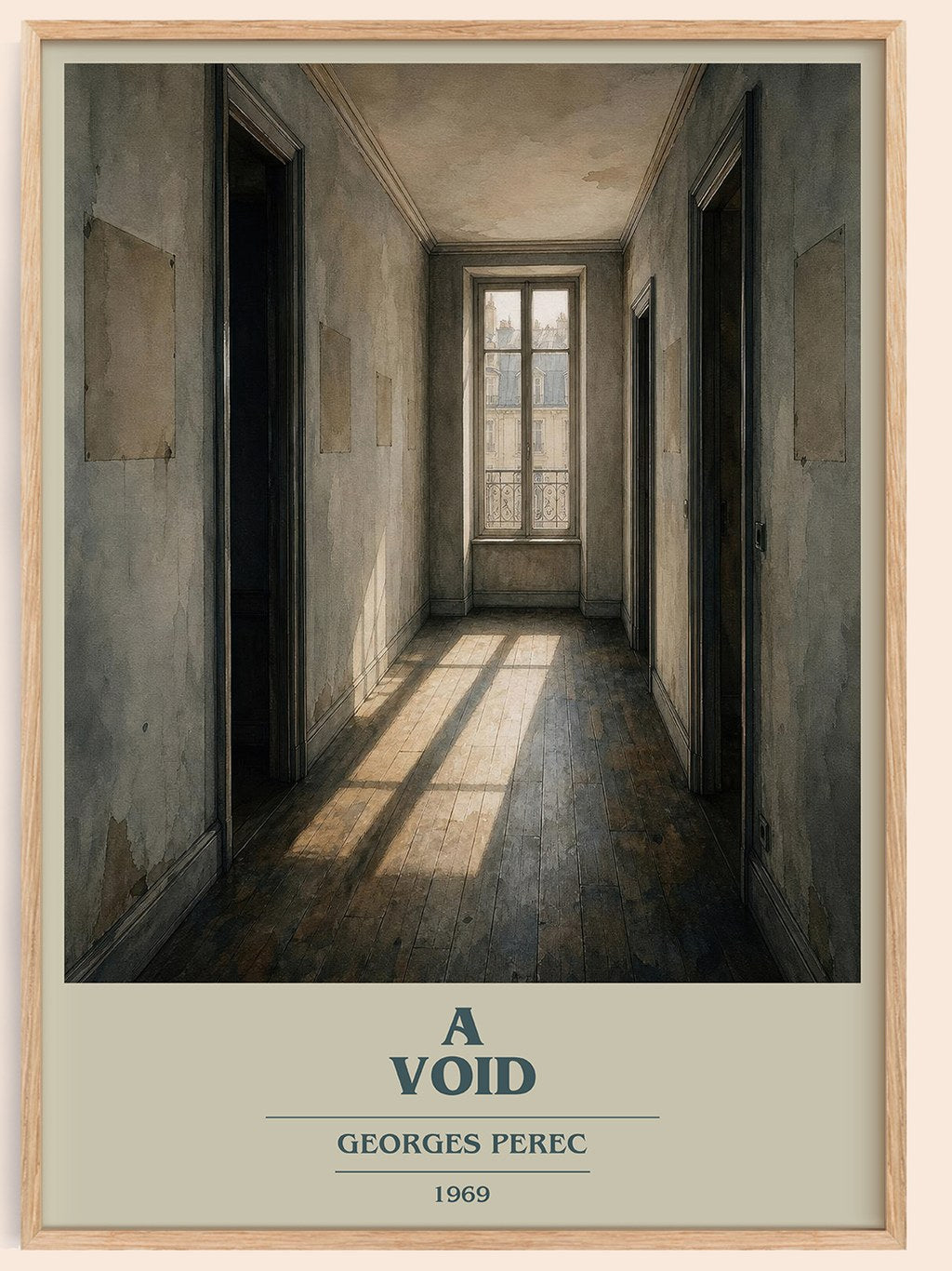 A Void book cover book poster by Georges Perec – framed literary art print