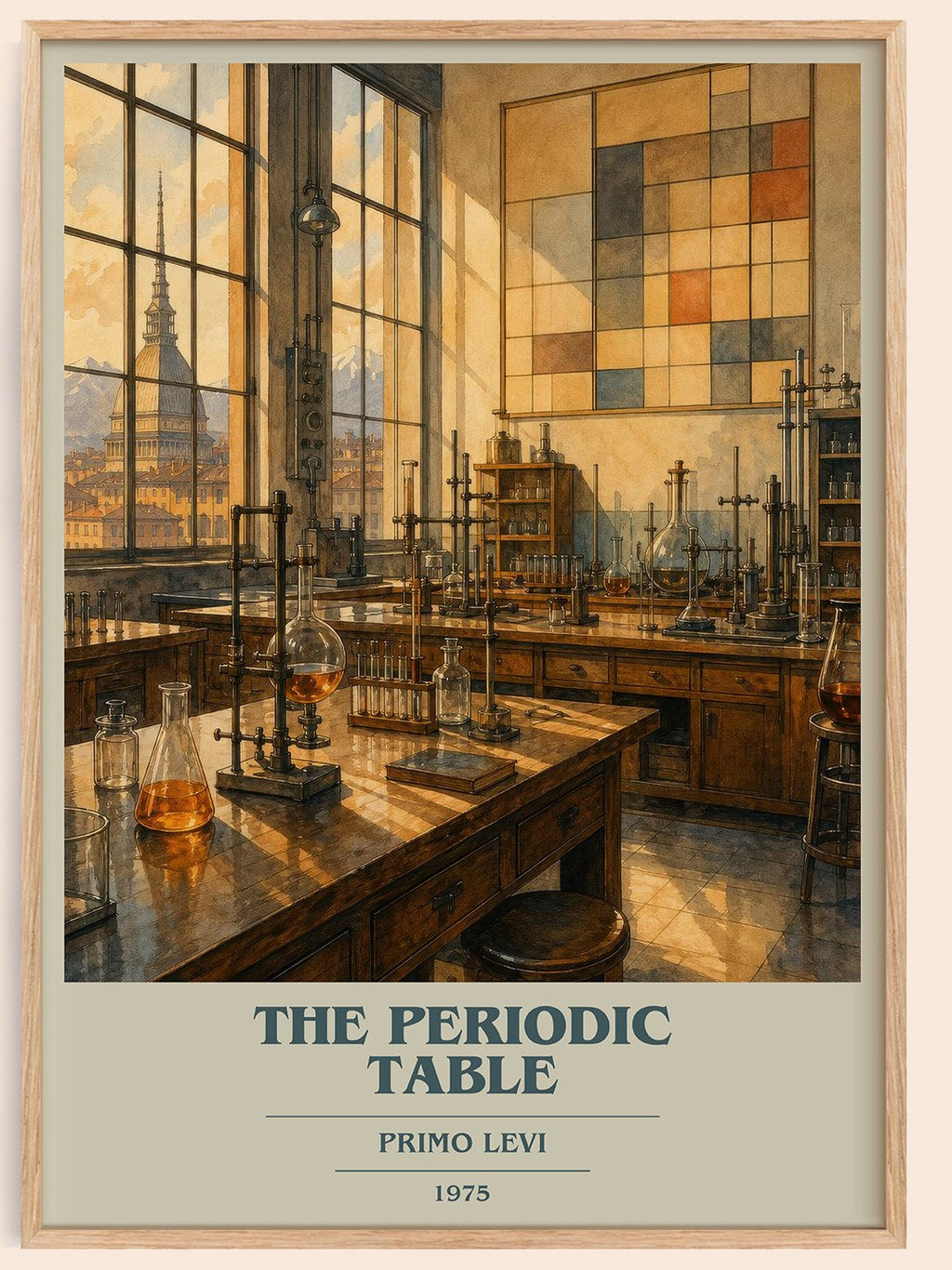 The Periodic Table book cover book poster by Primo Levi – framed literary art print